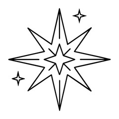 Sparkling star line art vector illustration