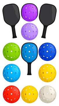 Colorful paddles and balls