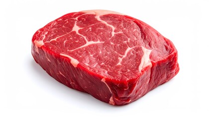 Fototapeta premium Raw Beef Steak Closeup Studio Shot Isolated White Background