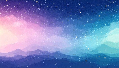 Fototapeta premium Minimalist starfield with soft pastel gradients blending into infinite space, dreamy and abstract atmosphere