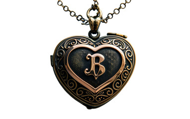 Romantic Heart Locket with Intricate Detail on white background
