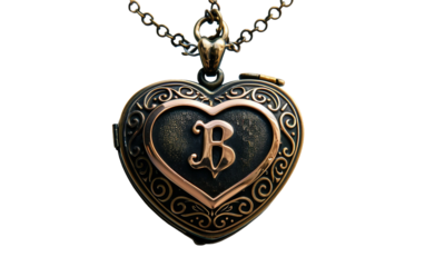 Romantic Heart Locket with Intricate Detail on white background