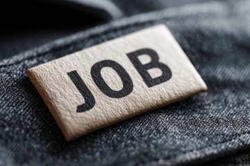 blue jeans with job word label