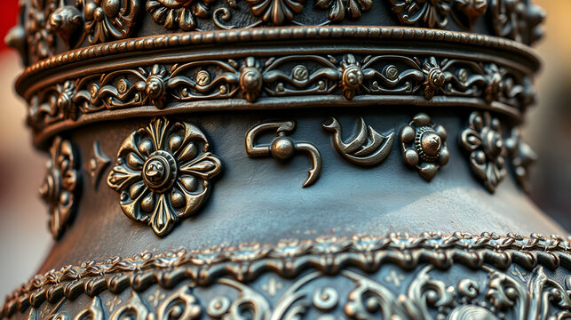 Intricate Close-Up of a Decorated Janissary Helm with Ornate Details