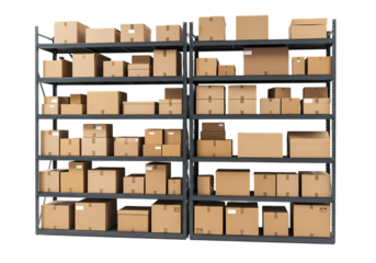Organized Warehouse Inventory isolated on transparent background