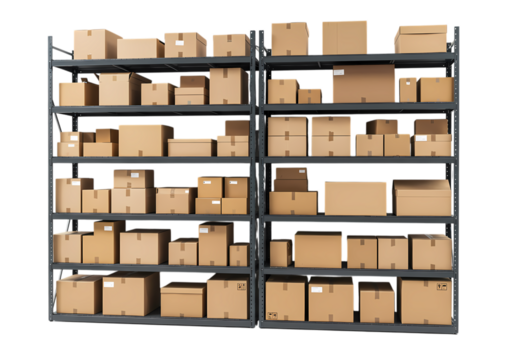 Organized Warehouse Inventory isolated on transparent background