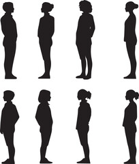 Silhouettes of Men and Women in Side Profiles