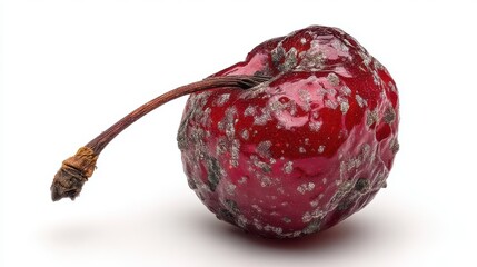 Decay of a cherry exploring spoilage in food photography studio setting still life macro view visual impact