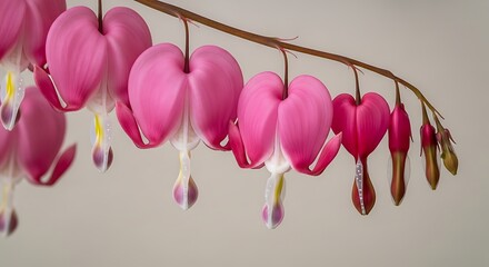 Delicate beauty of bleeding heart flowers in soft pink and white hues, close-up