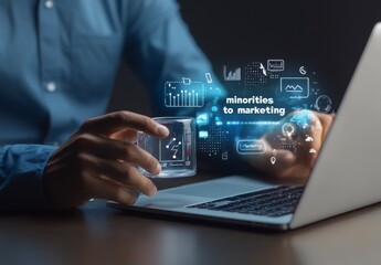 Business Professional Examining Data On Computer With Charts And Graphs