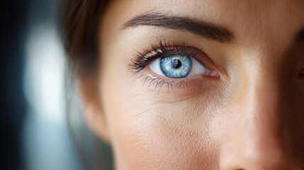 Close-up of a robot's eye with high-tech detailing, showcasing advanced sensors and glowing effects. Artificial Intelligence, Futuristic Digital Technology, Metaverse of Digital Intelligent World