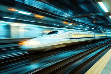 Fototapeta premium fast moving train in motion blur