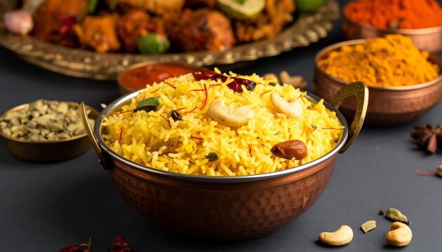 Golden rice dish, Indian spices