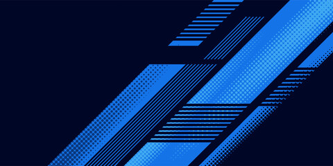 Abstract blue banner design vector, dynamic sporty horizontal background template for media promotion or web banner