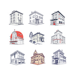 Fototapeta premium Building icon set, Adobe Illustrator Artwork