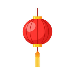 Red Chinese Lantern Illustration Isolated on White Background for Celebration