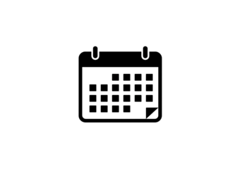 Minimalist Calendar Icon: Black and White Grid Design isolated on transparent background