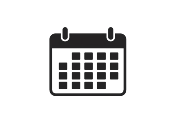 Black Calendar Icon: Simple Minimalist Schedule Appointment Reminder Design Element isolated on transparent background