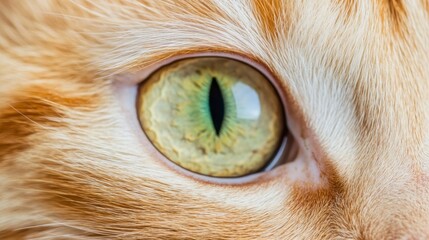 Fototapeta premium Close Up Of A Cat'S Yellow Eye And Soft Orange Fur