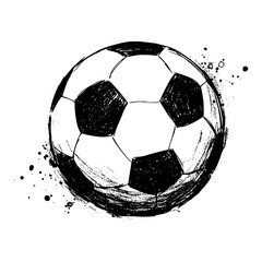 Naklejka premium Black pencil drawing of a soccer ball, isolated vector image on transparent background