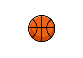 Basketball Icon: Sport Equipment Graphic,  Orange Ball on Black Background, Perfect for Game Promotion, Website Design, and App Development isolated on transparent background