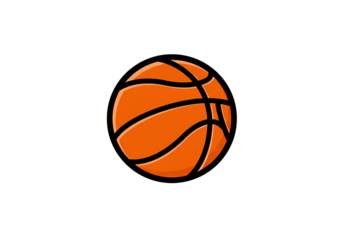 Simple Illustration of an Orange Basketball on a Black Background isolated on transparent background