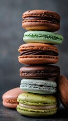 A stack of colorful macaroons