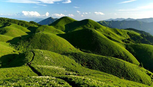 Lush green rolling hills