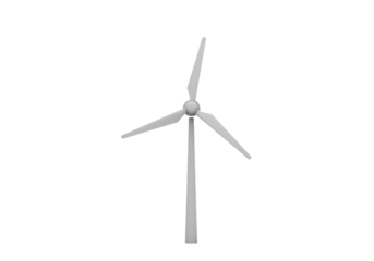 Clean Energy: A Single Wind Turbine Against a Black Background isolated on transparent background