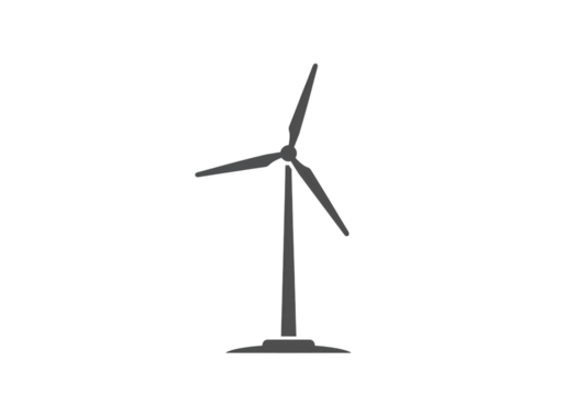 Single Wind Turbine: Clean Energy Icon isolated on transparent background