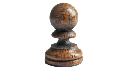 Focused Chess Opening with Pawn on white background