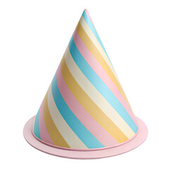 3d pastel striped party hat on white background.png