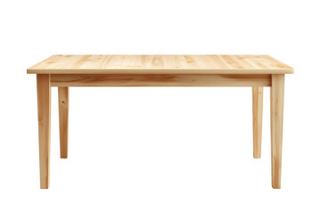 Light wood dining table with straight legs and visible grain isolated on a transparent background furniture