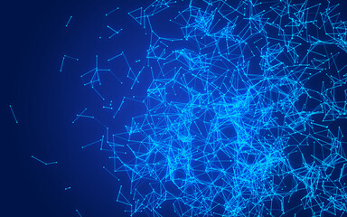 abstract digital background featuring glowing black plexus of interconnected points and lines. Represents big data, neural networks, and futuristic technology. Ideal for AI, blockchain