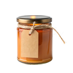 Rustic Style Honey Jar for Branding Mockup, Minimal Honey Packaging Mockup, Golden Honey in Clear Jar with Blank Label