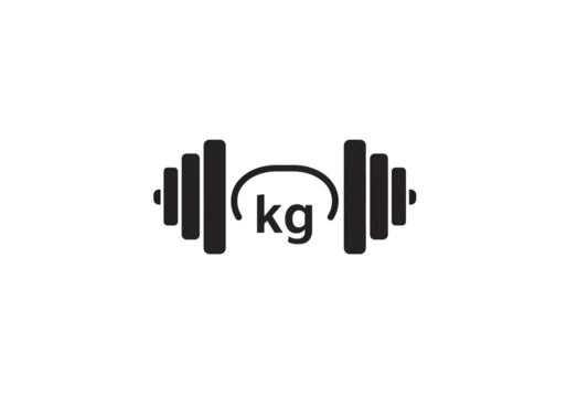 Black Dumbbell Icon: Fitness Equipment Silhouette isolated on transparent background