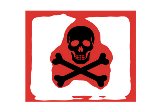 Danger Symbol Skull and Crossbones Warning Sign isolated on transparent background
