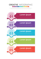 Timeline infographic template with 5 options, vector infographics design and Presentation business can be used for workflow layout, steps or processes.