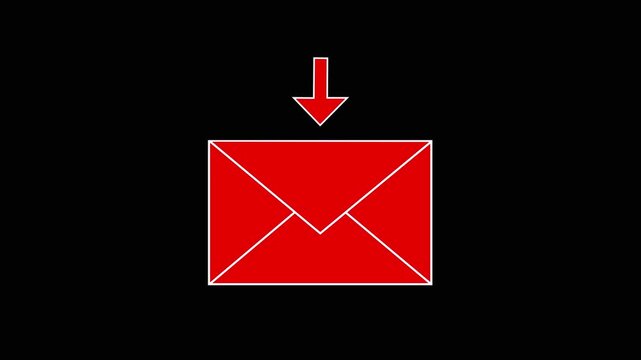 Message box icon animation video notice receive massage animated sign symbol. Message mail box, 4k. Pulsing GMAIL Box Animation: Email Inbox Icon on black background.