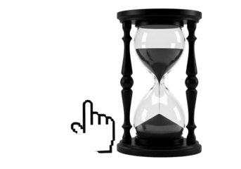 Hourglass with Cursor Time Management Concept isolated on transparent background