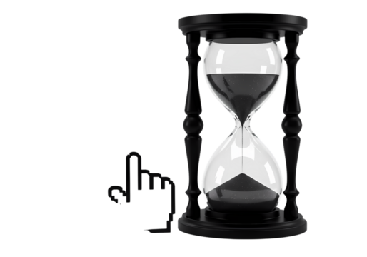Hourglass with Cursor Time Management Concept isolated on transparent background - Powered by Adobe