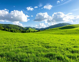 green field and blue sky