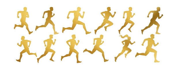 Abstract running human silhouette in black and gold
