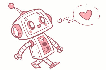 Cute robot with a heart in a speech bubble