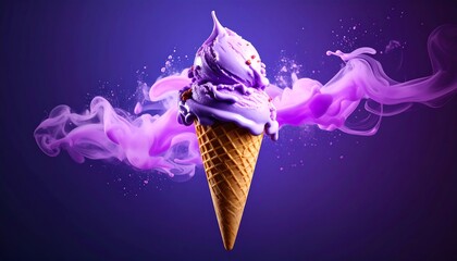 Purple ice cream cone in motion