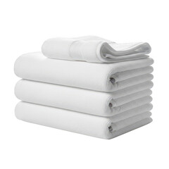 Stack of white bath towels isolated on transparent background
