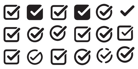 Check box icon with correct, accept checkmark icons tick box checked. Vector Illustration Eps 10