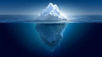 Iceberg with hidden portion underwater.