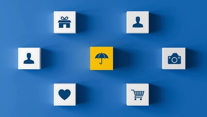Integrated Business Solutions and Holistic Customer Protection Concept Visualized with Modern Abstract Icons