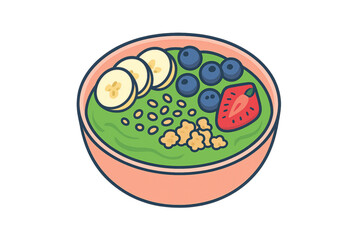 Healthy Smoothie Bowl Illustration &ndash; Flat Design Vector of Granola, Fruit, and Superfoods.